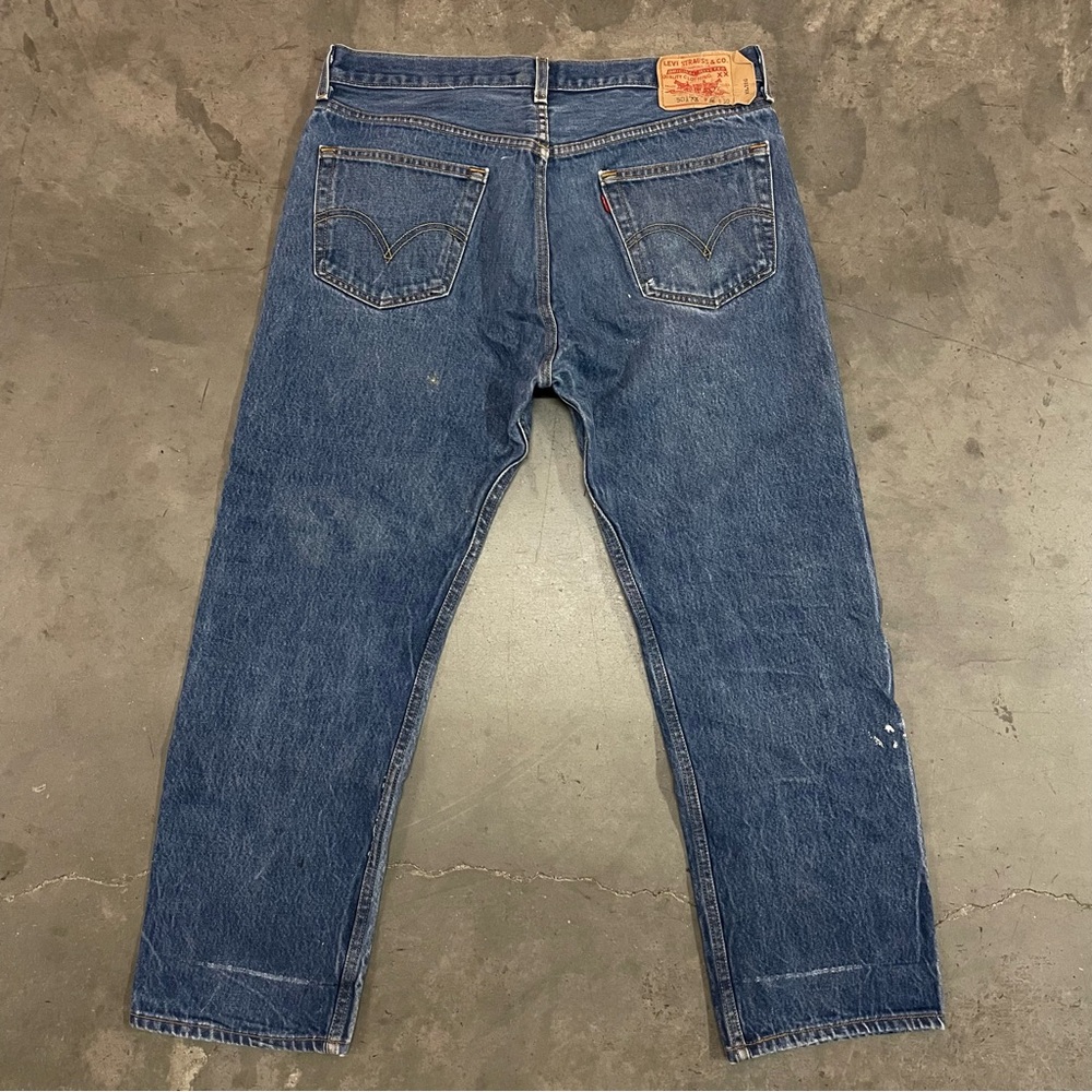 Vintage Y2K Levi's 501XX Button Fly Straight Leg Painted Jeans 36x30 - Picture 2 of 10